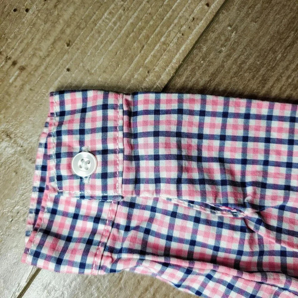 Carter's Baby Boy Size 9m Pink and Blue Plaid 100% Cotton Button Down Shirt - Picture 12 of 13